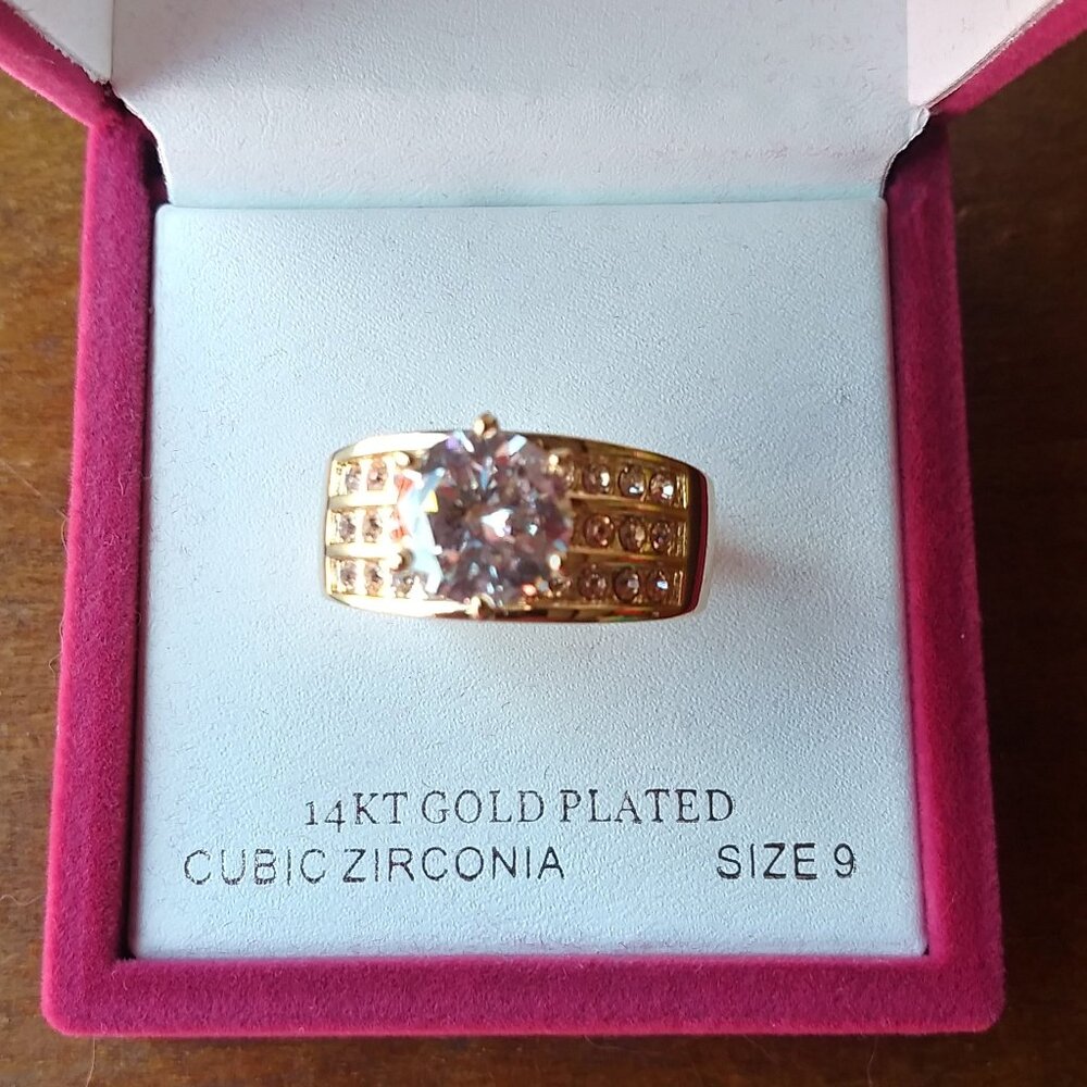 Sparkle Allure 14K Gold Plated & Cubic Zirconia Ring Size 9